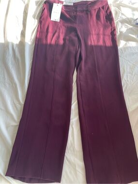 Zara Straight-Leg Pants in Deep Burgundy